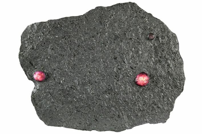 Plate of Two Red Embers Garnets in Graphite - Massachusetts #313553